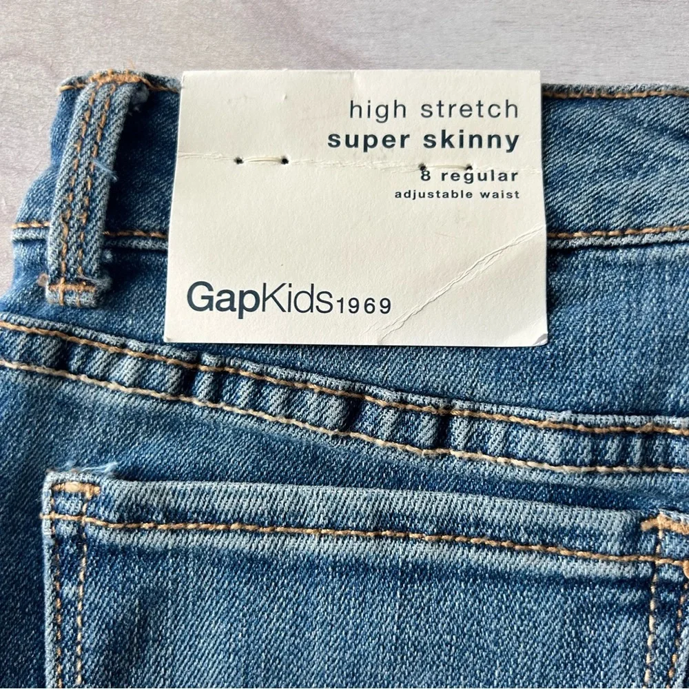 NWT Gap Kids High Stretch Super Skinny Adjustable Waist Denim Patchwork Jeans